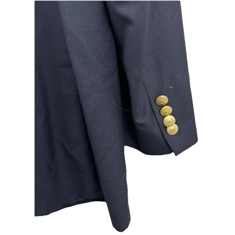 Chaps Ralph Lauren Mens Blazer Navy Blue Wool 2 Button Jacket Sport Coat 44L